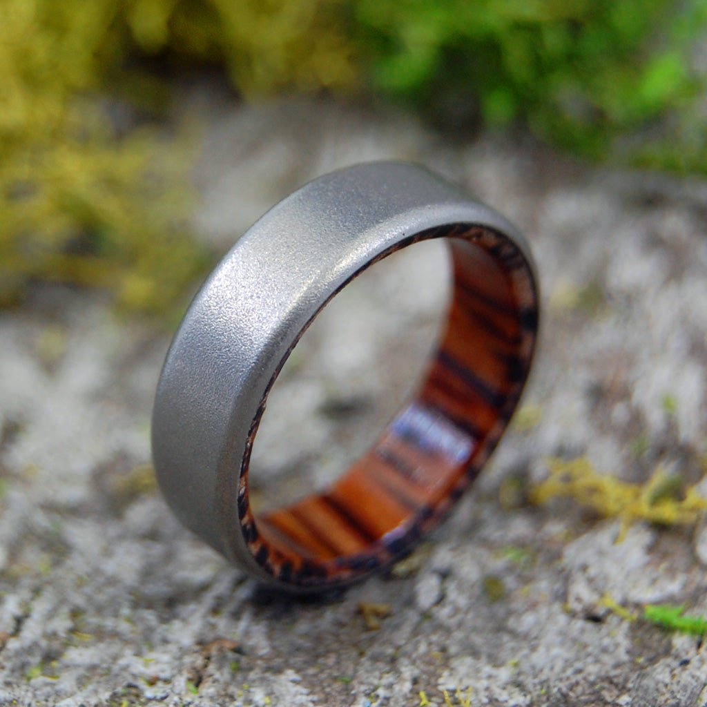 Tales Of Eden | Size 8.75 At 6.4mm | Red Palm Wood | Titanium Wedding Ring | On Sale - Minter and Richter Designs