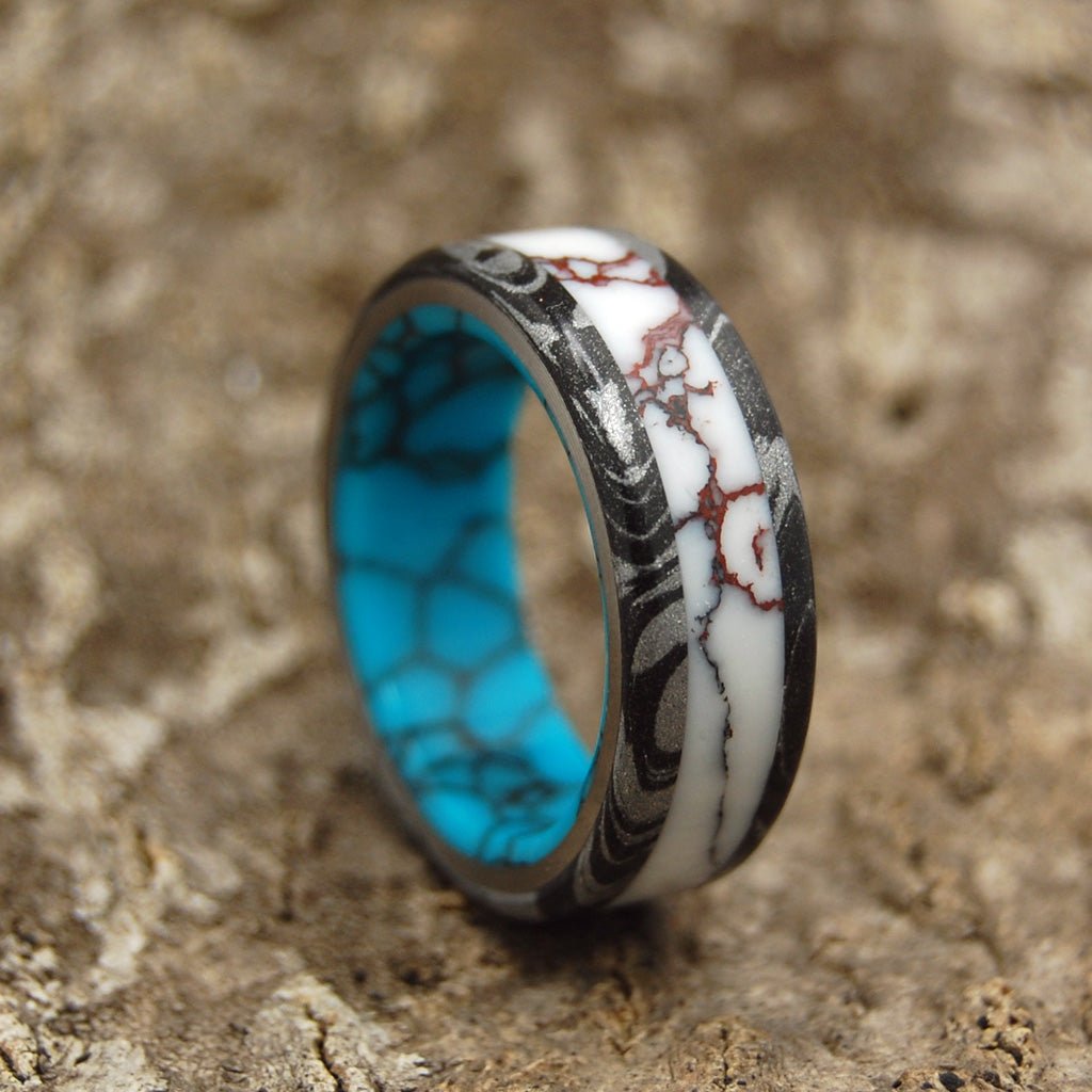 Texas Fire | Men's Turquoise Stone, Jasper Stone & Titanium Wedding Ring - Minter and Richter Designs