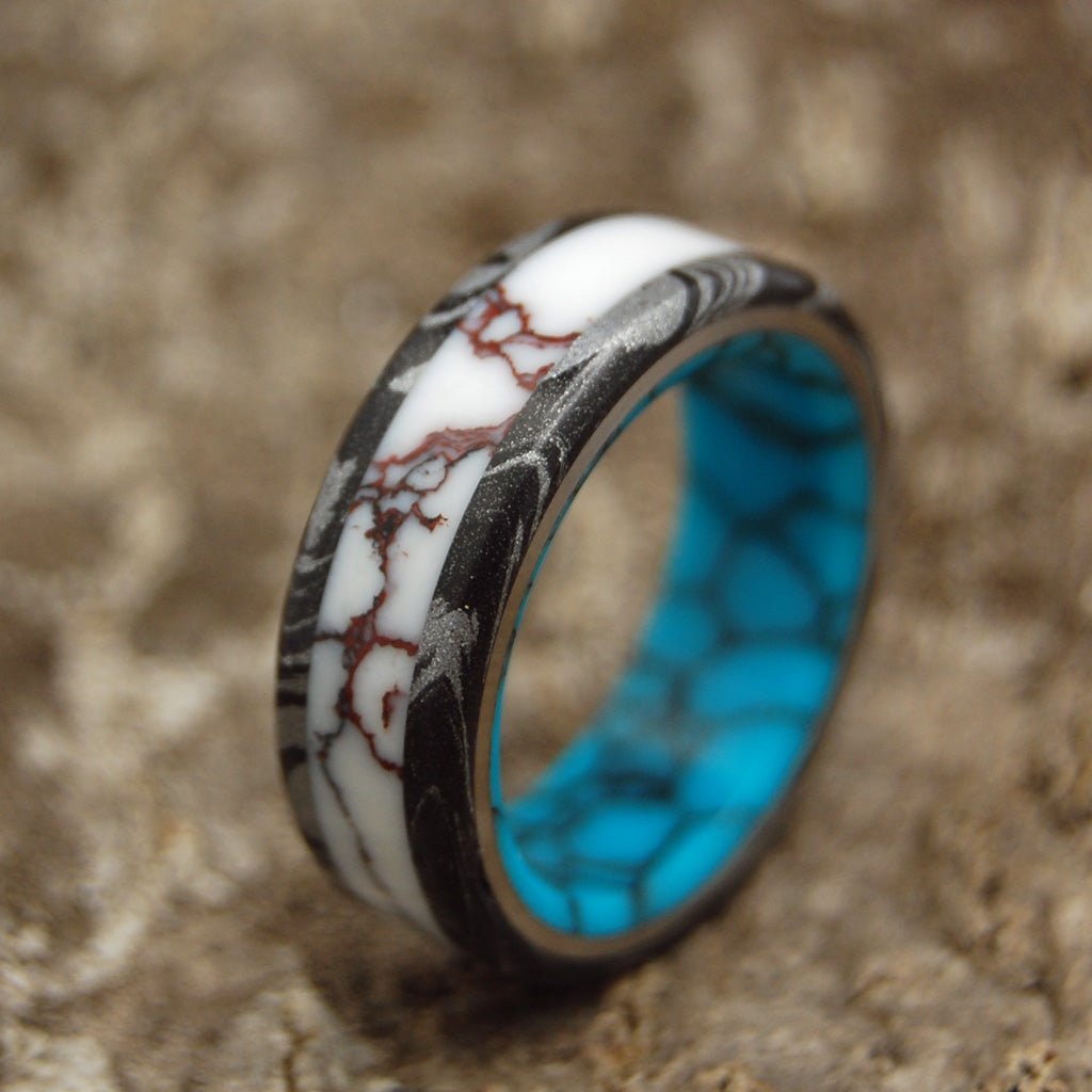 Texas Fire | Men's Turquoise Stone, Jasper Stone & Titanium Wedding Ring - Minter and Richter Designs