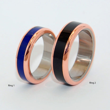 The Body Of Heaven | Titanium, Copper & Lapis Lazuli Stone Women's Wedding Ring - Minter and Richter Designs