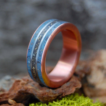 The British Are Coming In Copper! | Men's Copper, Bullet Fragments & Titanium Revolutionary War Memorial Wedding Ring - Minter and Richter Designs