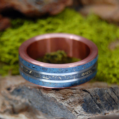 The British Are Coming In Copper! | Men's Copper, Bullet Fragments & Titanium Revolutionary War Memorial Wedding Ring - Minter and Richter Designs