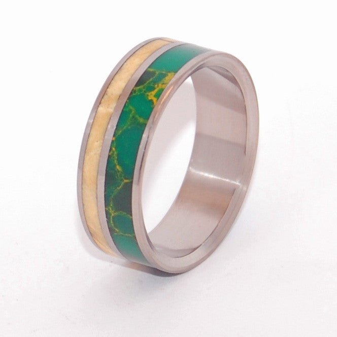 The Earth Romanced The Sun | Men's Jade, Wood & Titanium Wedding Ring - Minter and Richter Designs