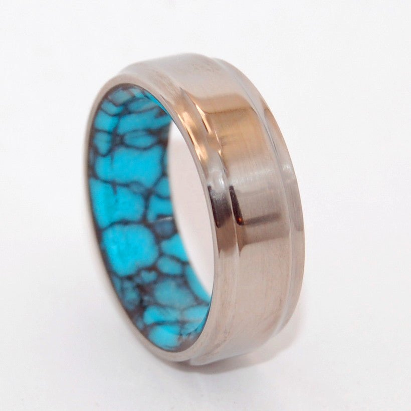 The Giver Turquoise | Men's Turquoise & Titanium Wedding Ring - Minter and Richter Designs