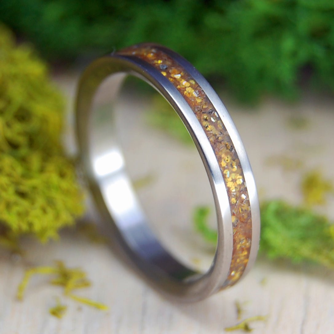 The Glitter of Gold | Women's Gold Glitter & Titanium Wedding Ring - Minter and Richter Designs