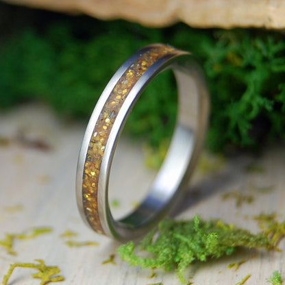 The Glitter of Gold | Women's Gold Glitter & Titanium Wedding Ring - Minter and Richter Designs