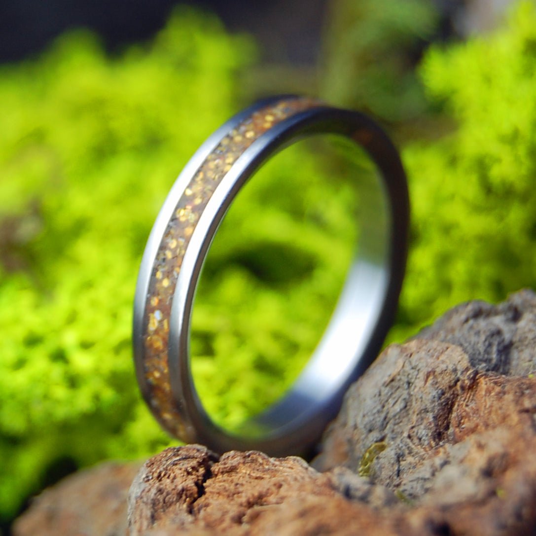 The Glitter of Gold | Women's Gold Glitter & Titanium Wedding Ring - Minter and Richter Designs