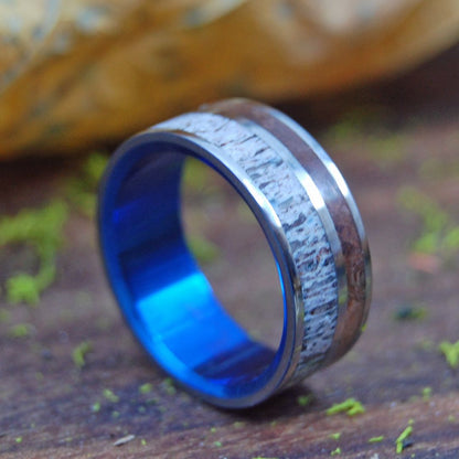 The Great Divide | Men's Moose Antler, Sequoia Redwood & Titanium Wedding Ring - Minter and Richter Designs