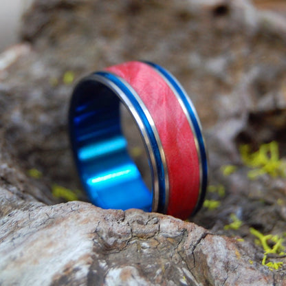 The Jig Is Up | Men's Red Box Elder Wood & Titanium Wedding Ring - Minter and Richter Designs