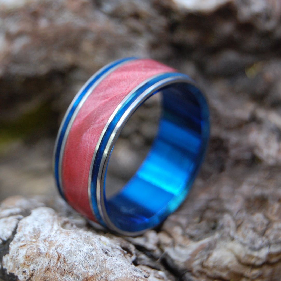 The Jig Is Up | Men's Red Box Elder Wood & Titanium Wedding Ring - Minter and Richter Designs