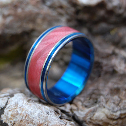 The Jig Is Up | Men's Red Box Elder Wood & Titanium Wedding Ring - Minter and Richter Designs