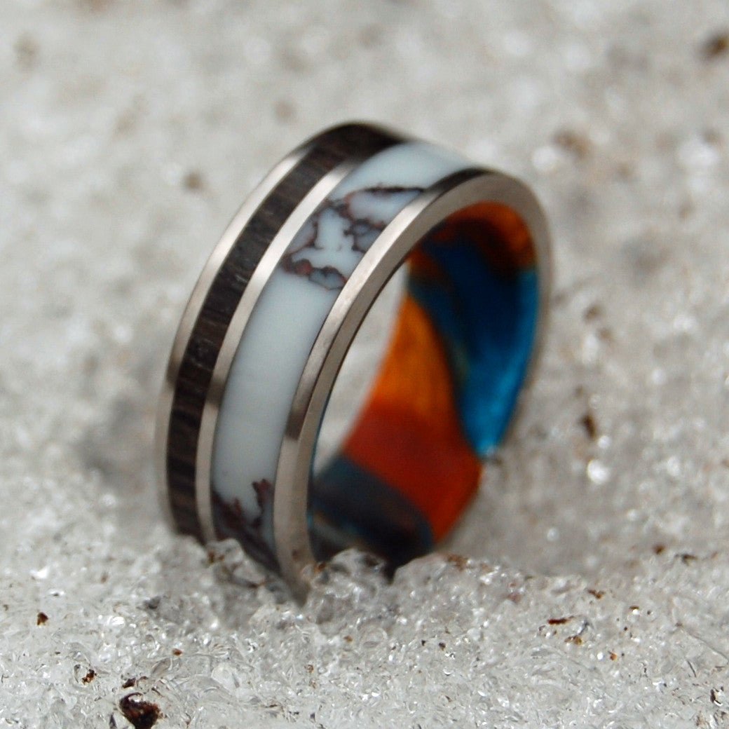 The Machado | Men's Lava Burst Resin, Wild Horse Jasper Stone & Titanium Wedding Ring - Minter and Richter Designs