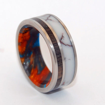 The Machado | Men's Lava Burst Resin, Wild Horse Jasper Stone & Titanium Wedding Ring - Minter and Richter Designs