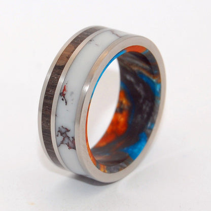 The Machado | Men's Lava Burst Resin, Wild Horse Jasper Stone & Titanium Wedding Ring - Minter and Richter Designs