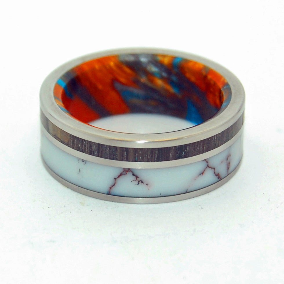 The Machado | Men's Lava Burst Resin, Wild Horse Jasper Stone & Titanium Wedding Ring - Minter and Richter Designs