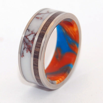 The Machado | Men's Lava Burst Resin, Wild Horse Jasper Stone & Titanium Wedding Ring - Minter and Richter Designs