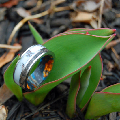 The Machado | Men's Lava Burst Resin, Wild Horse Jasper Stone & Titanium Wedding Ring - Minter and Richter Designs