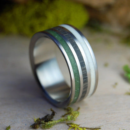 The Moose Of Ireland | Men's Moose Antler, Irish Bog Oak, Connemara Marble & Titanium Wedding Ring - Minter and Richter Designs