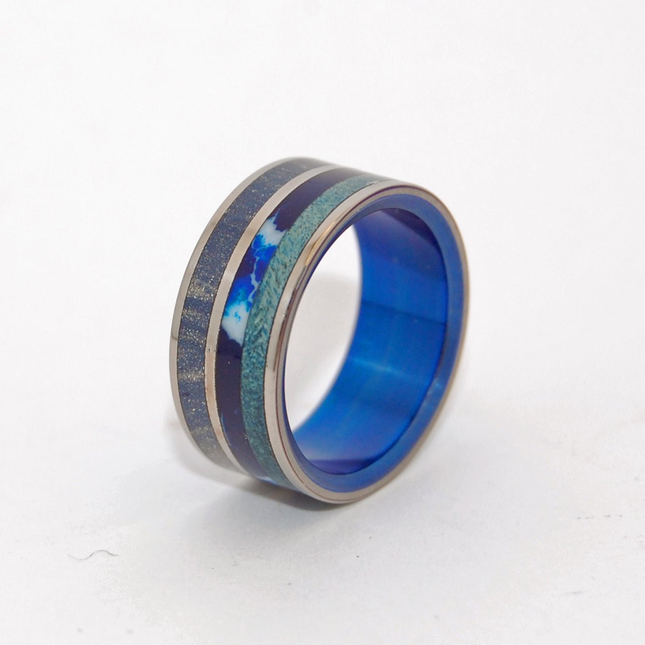 The Sea Has Many Moods | Men's Stone, Wood & Titanium Wedding Ring - Minter and Richter Designs