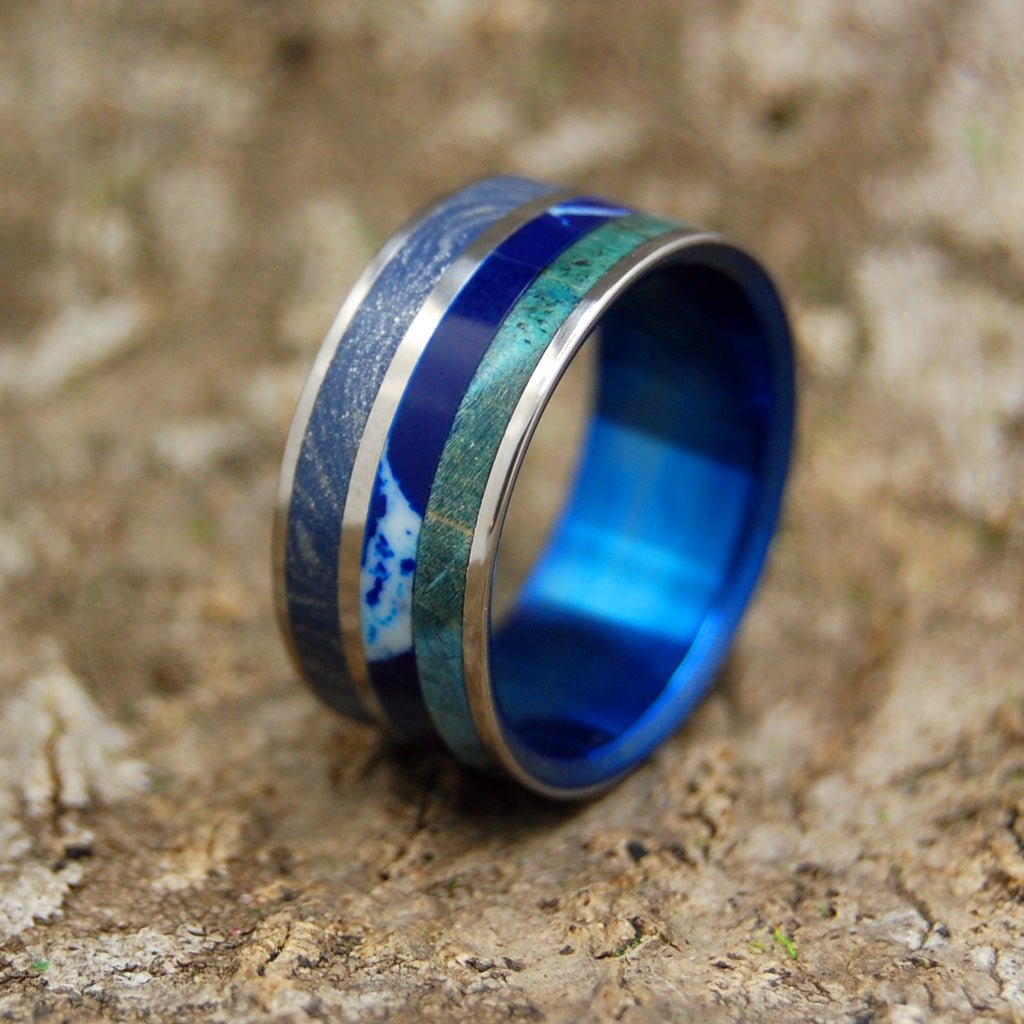 The Sea Has Many Moods | Men's Stone, Wood & Titanium Wedding Ring - Minter and Richter Designs