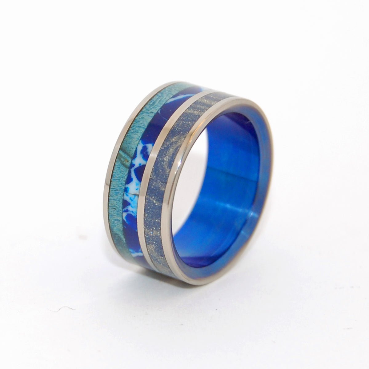 The Sea Has Many Moods | Men's Stone, Wood & Titanium Wedding Ring - Minter and Richter Designs