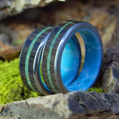 The Shores Of Ireland | Irish Bog Oak & Connemara Marble - Titanium Wedding Ring - Minter and Richter Designs