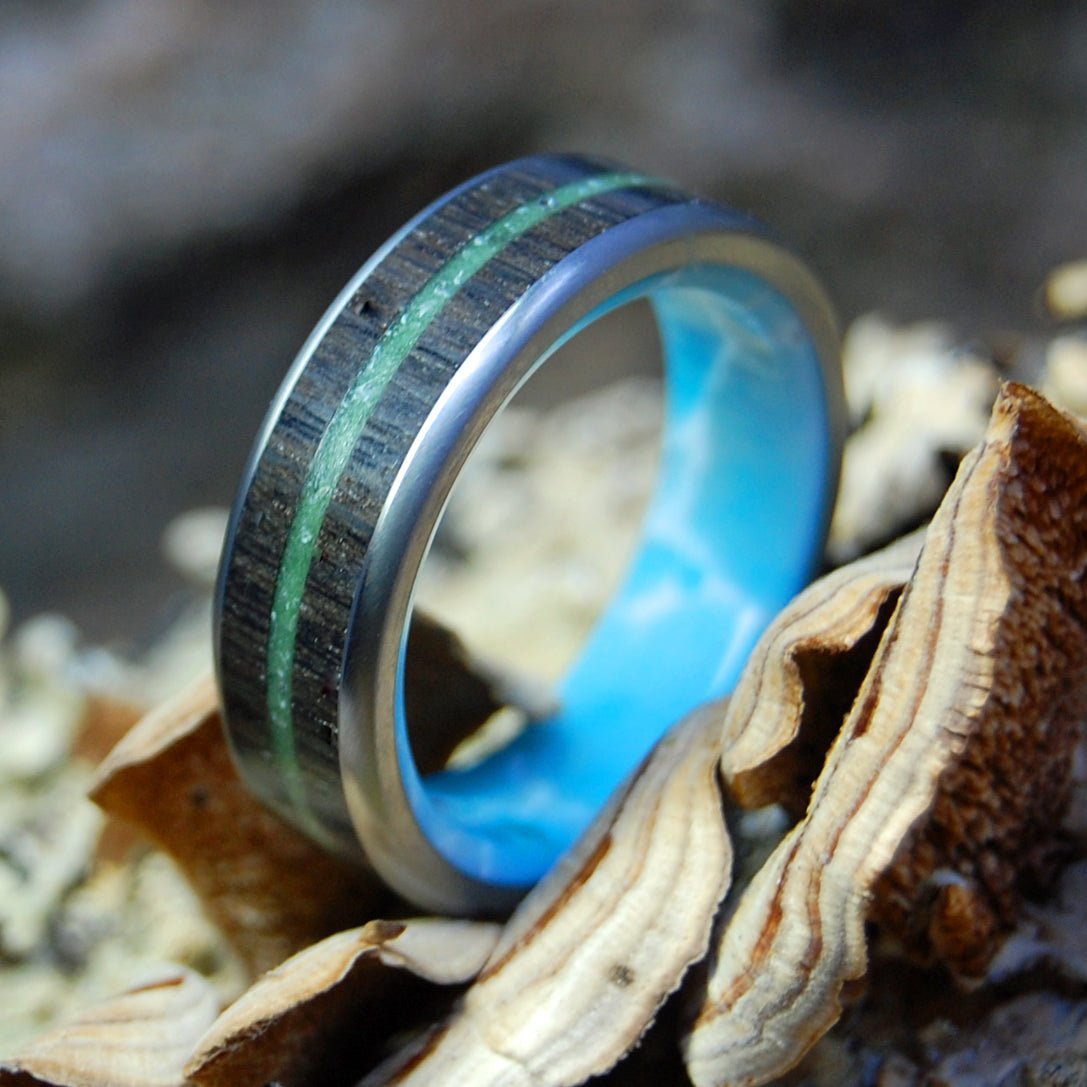 The Shores Of Ireland | Men's Irish Bog Oak, Connemara Marble & Titanium Wedding Ring - Minter and Richter Designs