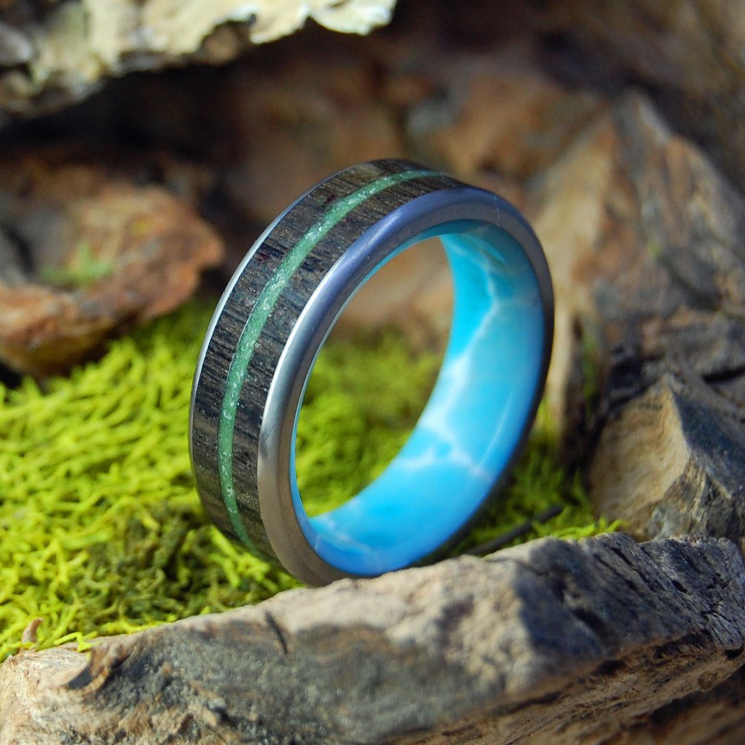 The Shores Of Ireland | Men's Irish Bog Oak, Connemara Marble & Titanium Wedding Ring - Minter and Richter Designs