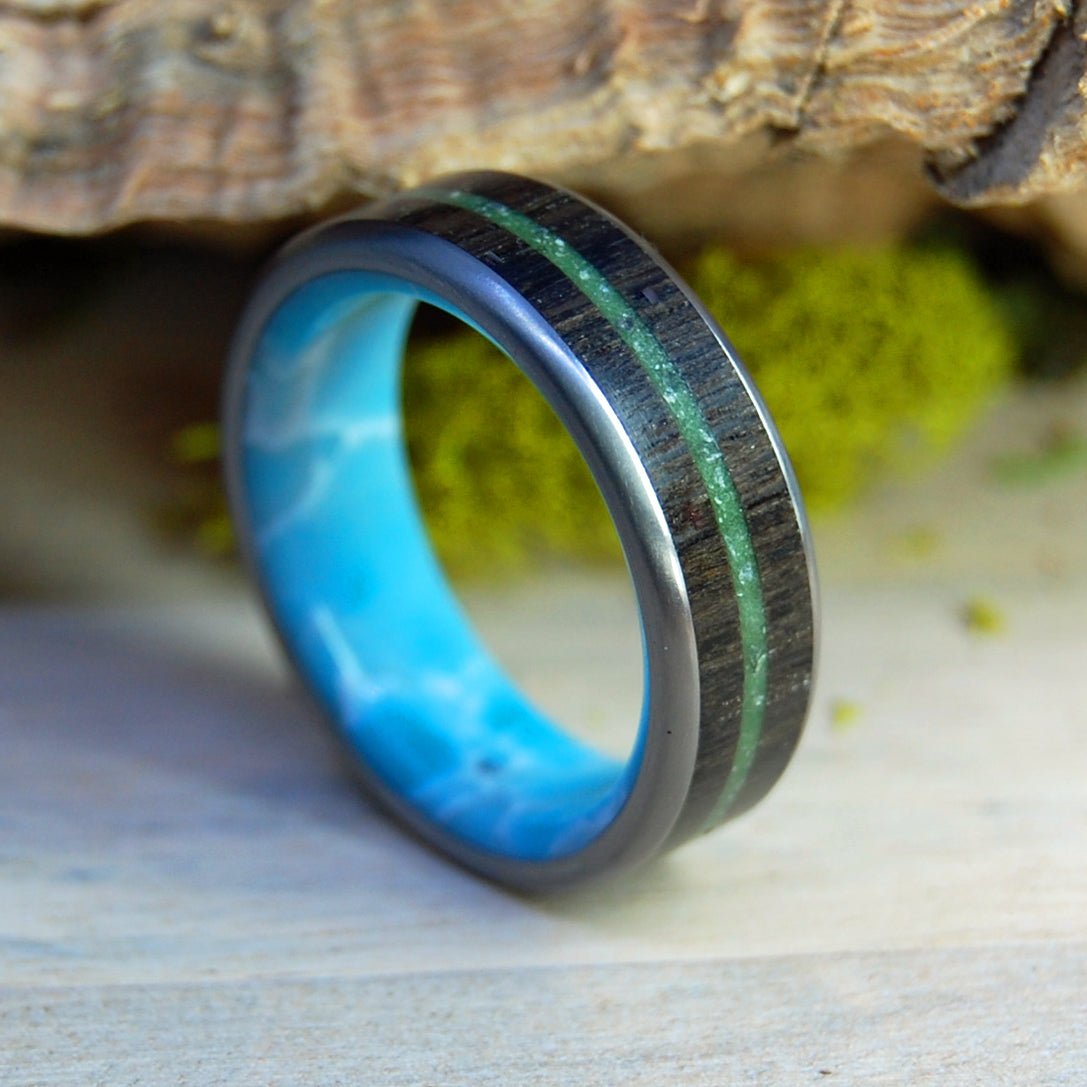 The Shores Of Ireland | Men's Irish Bog Oak, Connemara Marble & Titanium Wedding Ring - Minter and Richter Designs