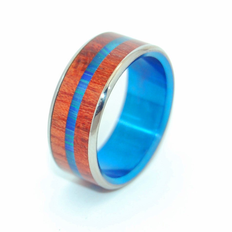 The Universe Is Full | Men's Blood Wood, Azurite Malachite Stone & Titanium Wedding Ring - Minter and Richter Designs