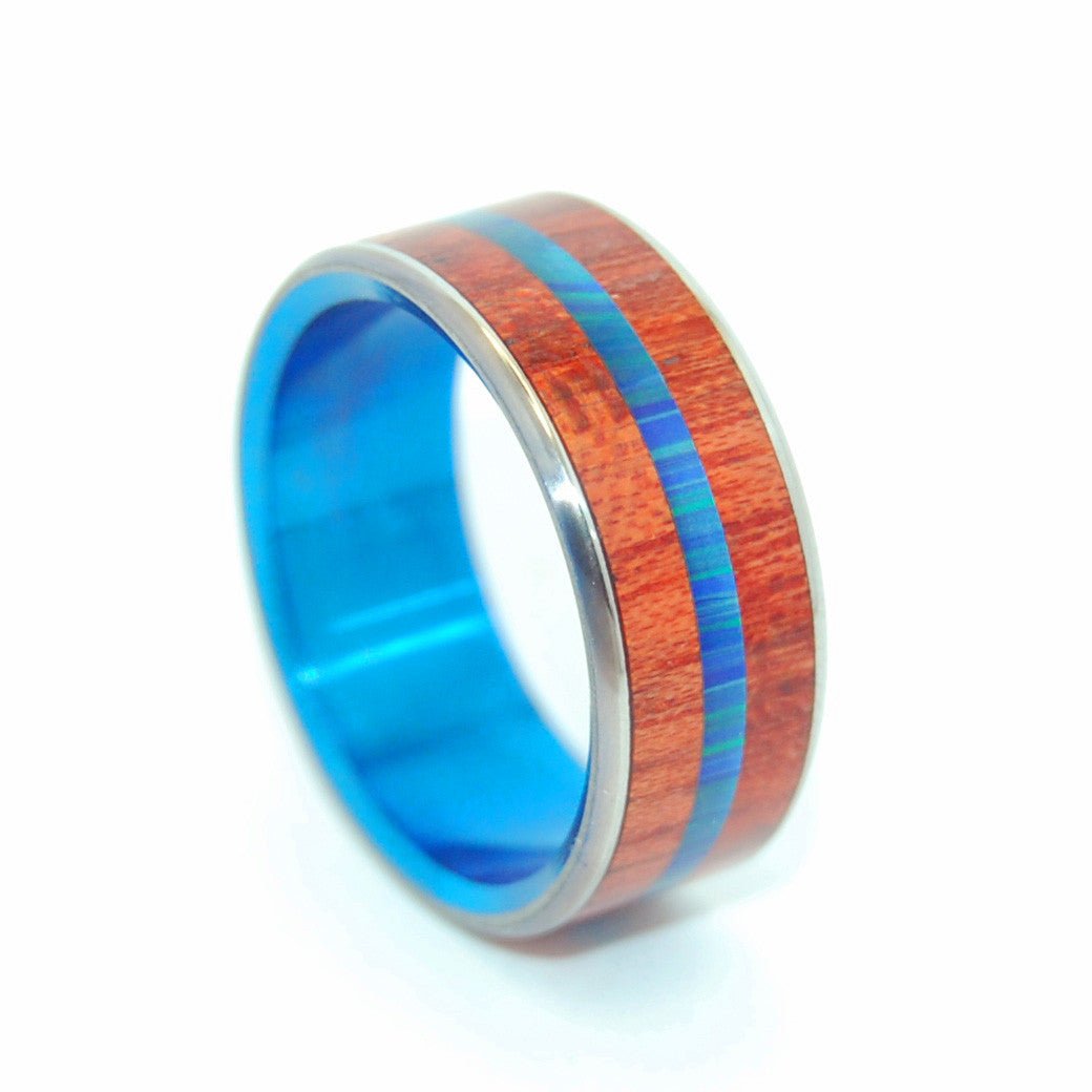 The Universe Is Full | Men's Blood Wood, Azurite Malachite Stone & Titanium Wedding Ring - Minter and Richter Designs