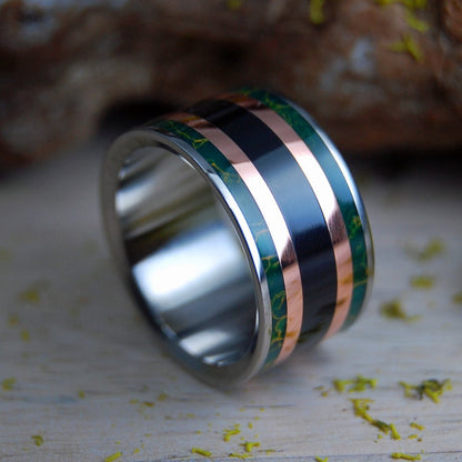 The Wise Don't Blink | Men's Copper, Egyptian Jade, Onyx Stone & Titanium Wedding Ring - Minter and Richter Designs