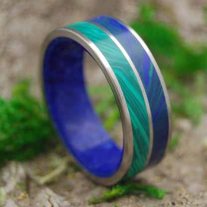 Third Eye | Men's Malachite Stone, Azurite Stone, Sodalite Stone & Titanium Wedding Ring - Minter and Richter Designs