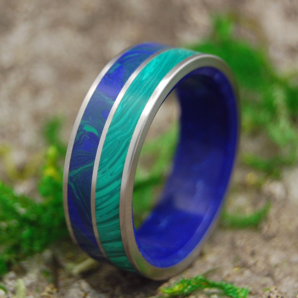 Third Eye | Men's Malachite Stone, Azurite Stone, Sodalite Stone & Titanium Wedding Ring - Minter and Richter Designs