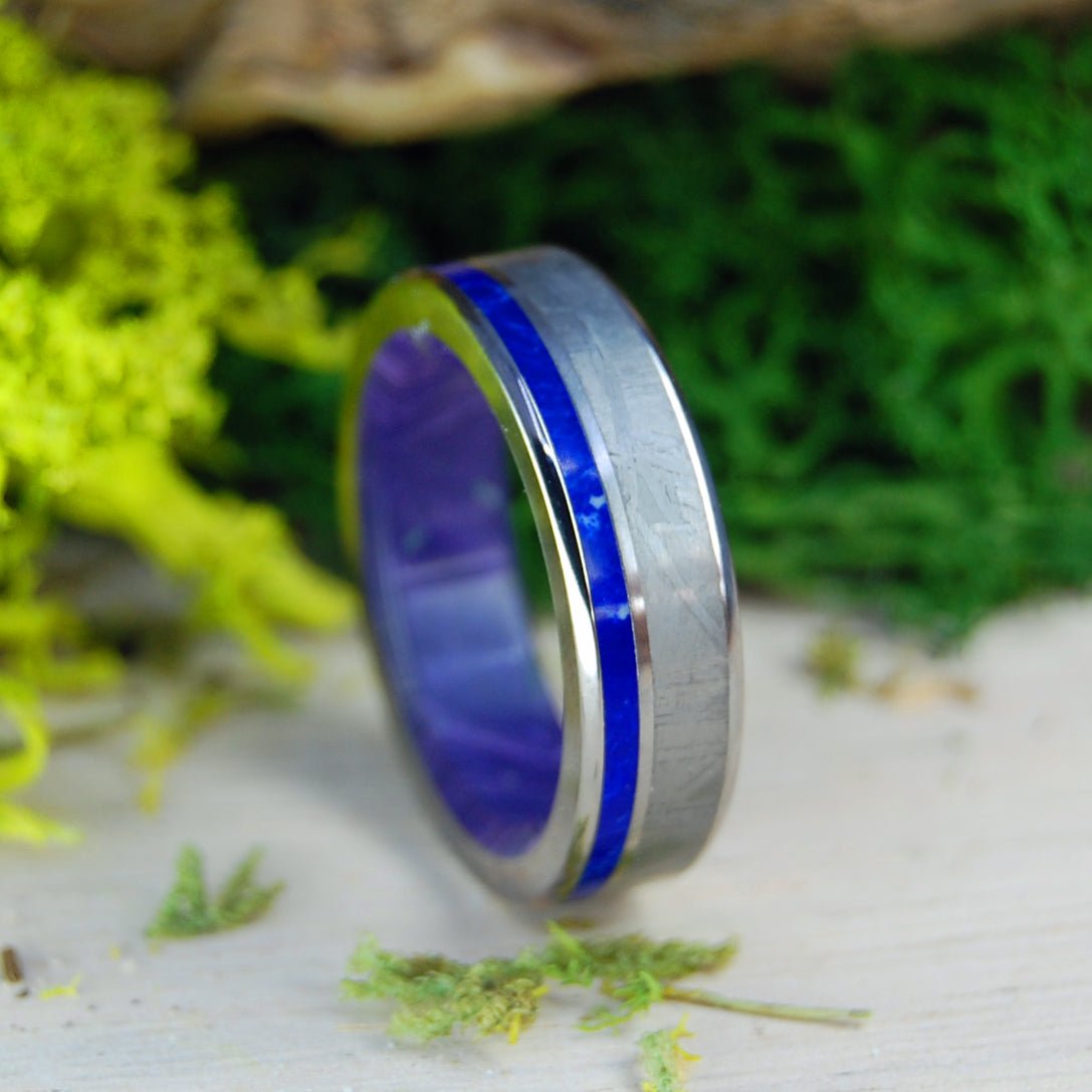 Through Space And Light Sodalite | Men's Sodalite, Meteorite & Titanium Wedding Ring - Minter and Richter Designs