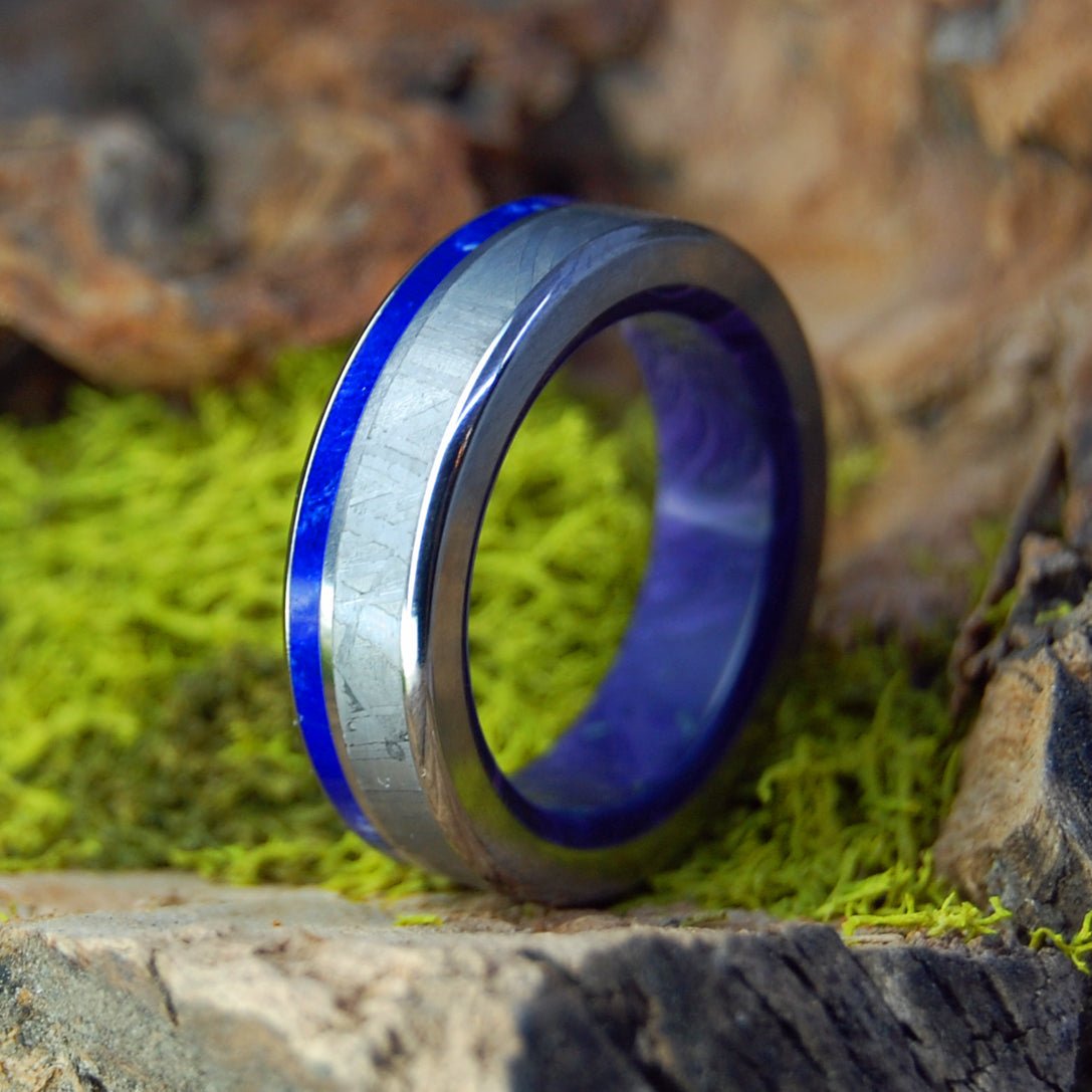 Through Space And Light Sodalite | Men's Sodalite, Meteorite & Titanium Wedding Ring - Minter and Richter Designs