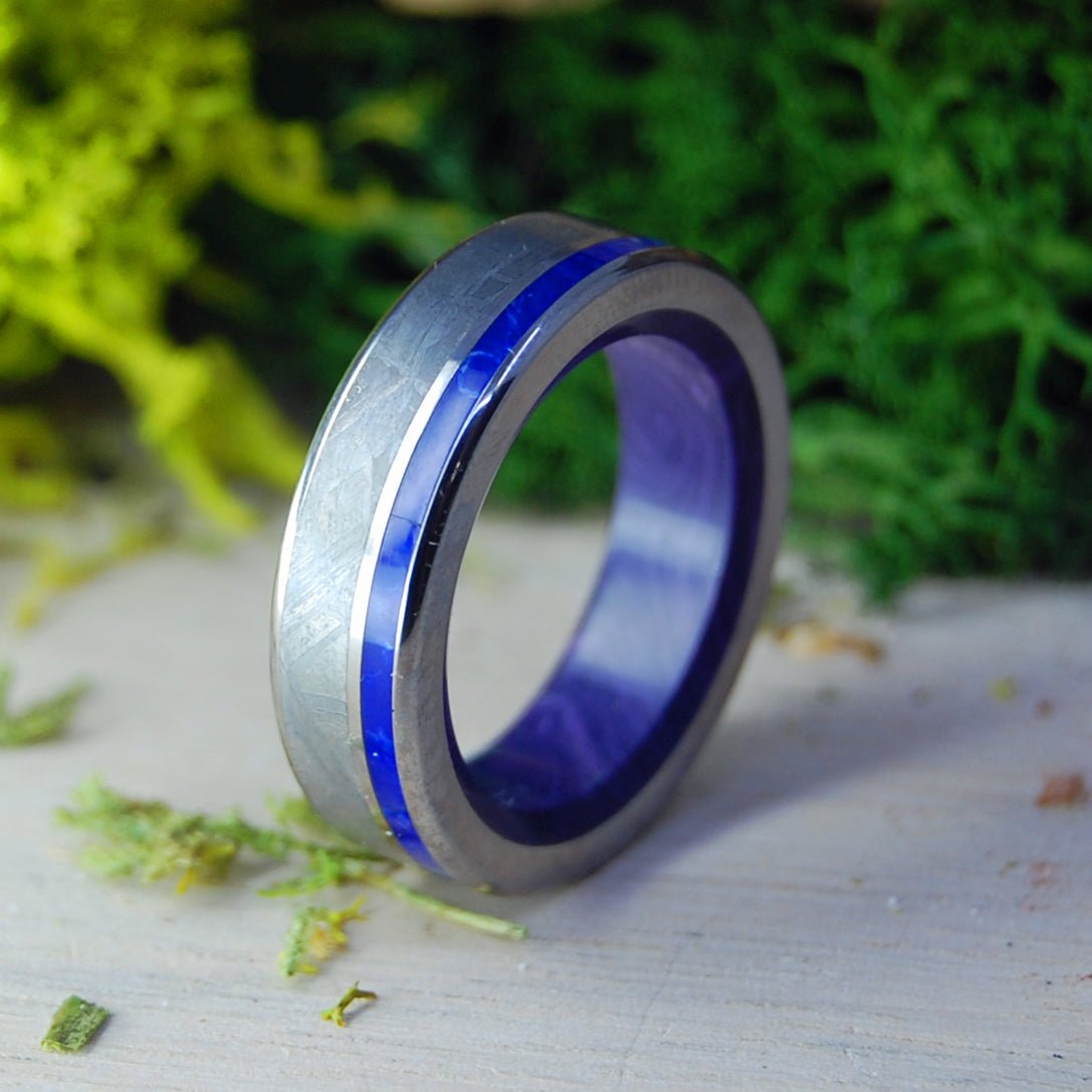 Through Space And Light Sodalite | Men's Sodalite, Meteorite & Titanium Wedding Ring - Minter and Richter Designs