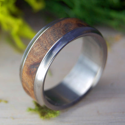 Thuya Burl | Men's Thuya Burl & Titanium Wedding Ring - Minter and Richter Designs