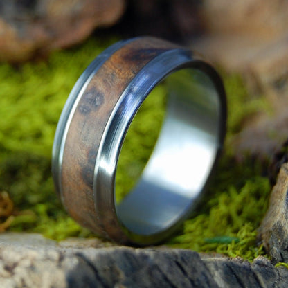 Thuya Burl | Men's Thuya Burl & Titanium Wedding Ring - Minter and Richter Designs