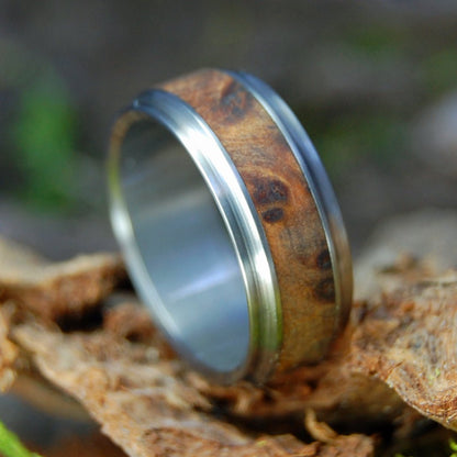 Thuya Burl | Men's Thuya Burl & Titanium Wedding Ring - Minter and Richter Designs