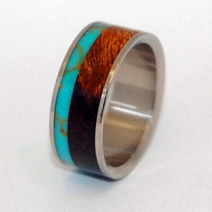 Tibetan Plateau | Men's Desert Ironwood, Tibetan Turquoise & Titanium Wedding Ring - Minter and Richter Designs