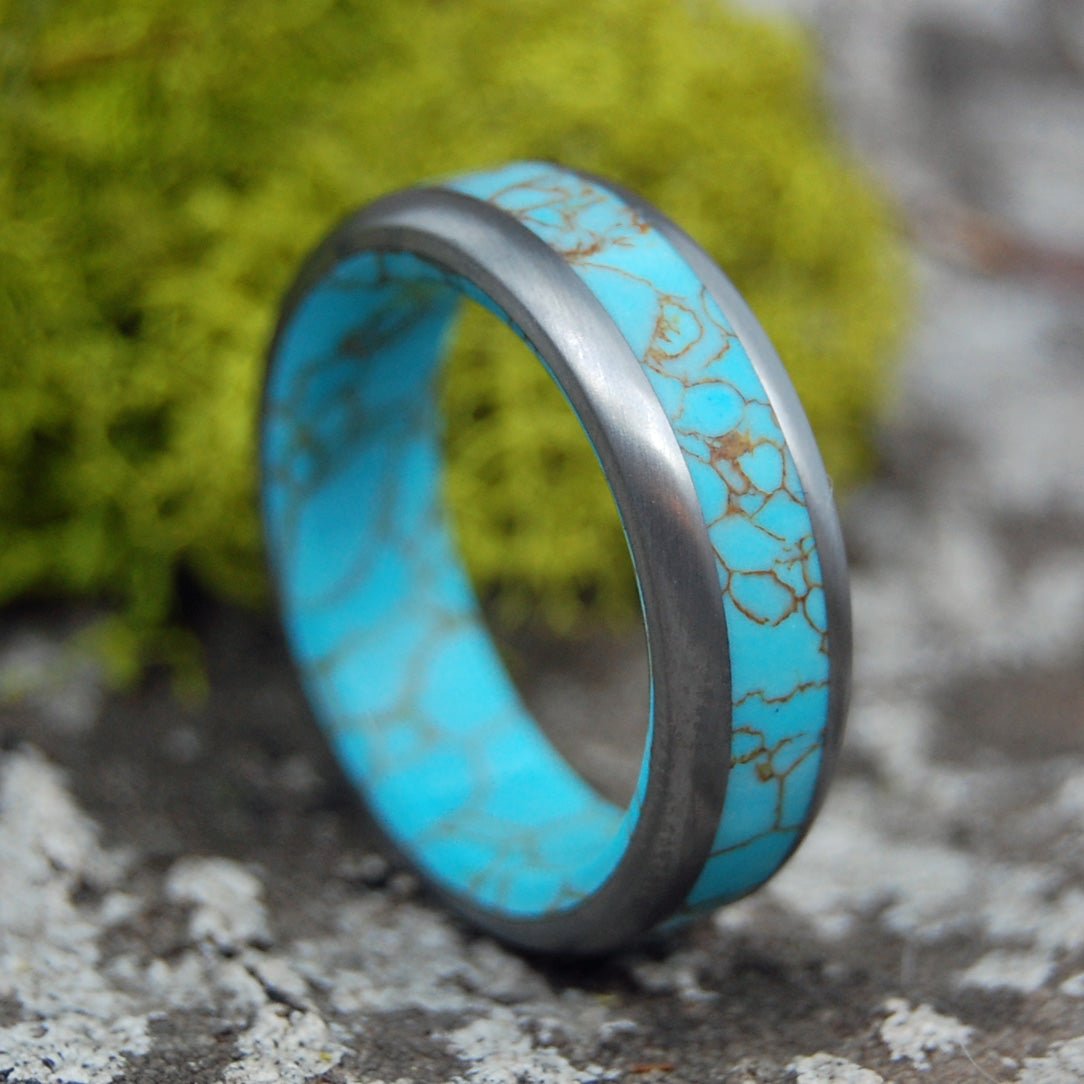 Tibetan Turquoise | Size 10 At 7mm | Turquoise | Unique Wedding Ring | On Sale - Minter and Richter Designs