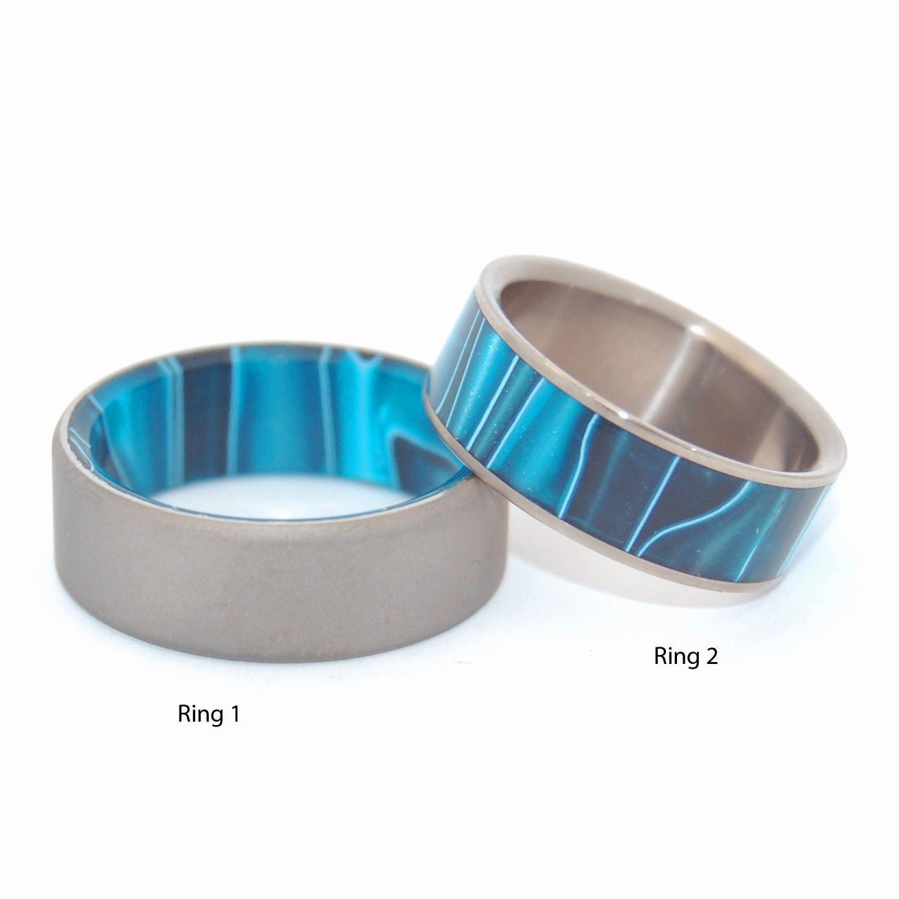 Time Travel | Aquatic Blue Resin - Unique Titanium Wedding Ring - Minter and Richter Designs