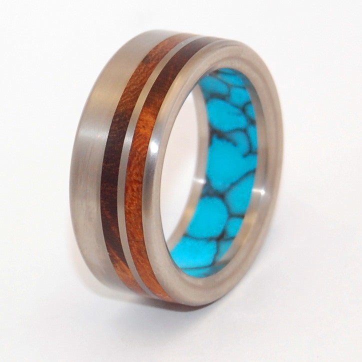 To Be Together | Men's Wood, Turquoise & Titanium Wedding Ring - Minter and Richter Designs