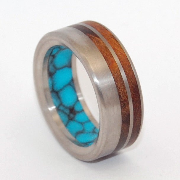 To Be Together | Men's Wood, Turquoise & Titanium Wedding Ring - Minter and Richter Designs