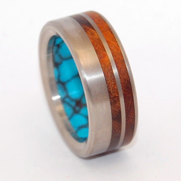 To Be Together | Men's Wood, Turquoise & Titanium Wedding Ring - Minter and Richter Designs