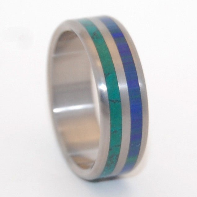 To Jump Into Love | Men's Jade Stone, Azurite Malachite & Titanium Wedding Ring - Minter and Richter Designs