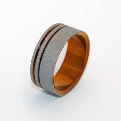 To The Future | Men's Bronze, Sandblasted Titanium & Anodized Titanium Wedding Ring - Minter and Richter Designs