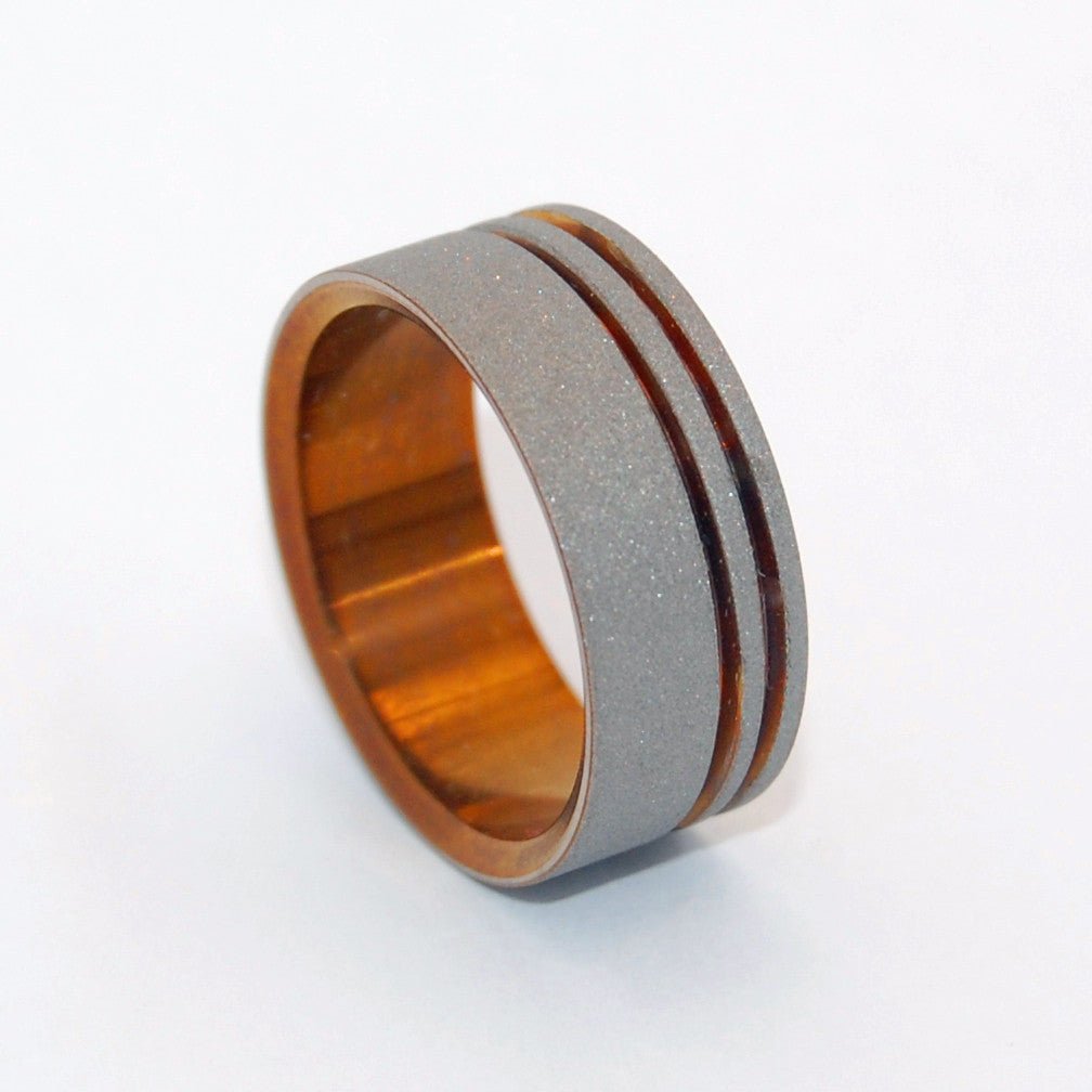 To The Future | Men's Bronze, Sandblasted Titanium & Anodized Titanium Wedding Ring - Minter and Richter Designs