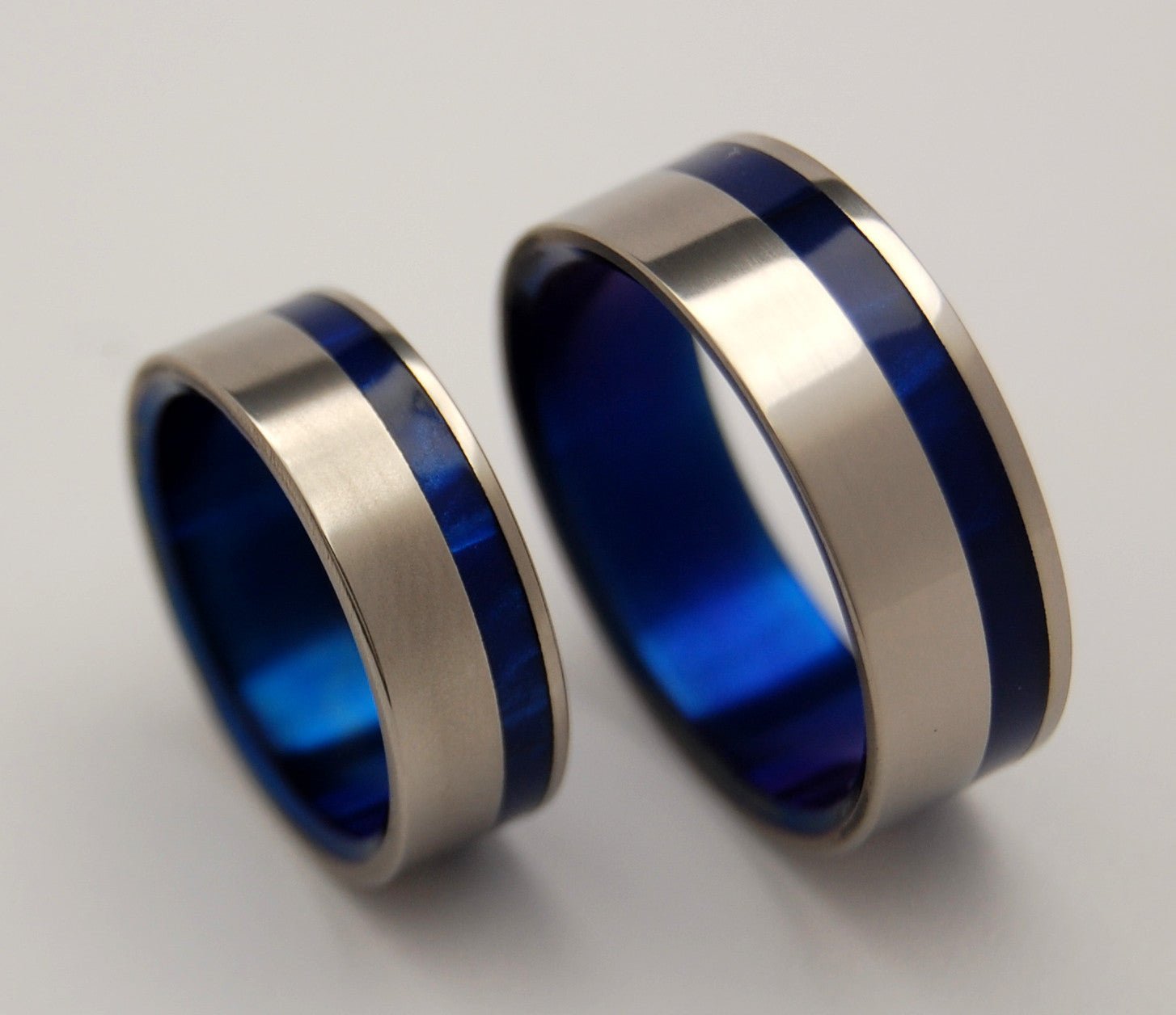 To The Winds Resign | Blue Marbled Resin & Titanium - Unique Wedding Ring - Wedding Ring Set - Minter and Richter Designs